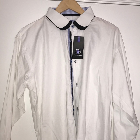 CRISP NWT Lyon Becker Contrast White Button Up - Picture 2 of 6